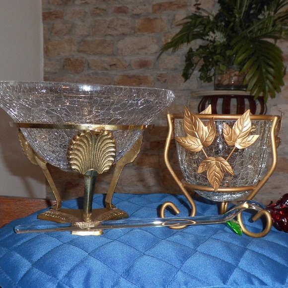 Gold leaf stands with Crackle Glass - Picture 1 of 16